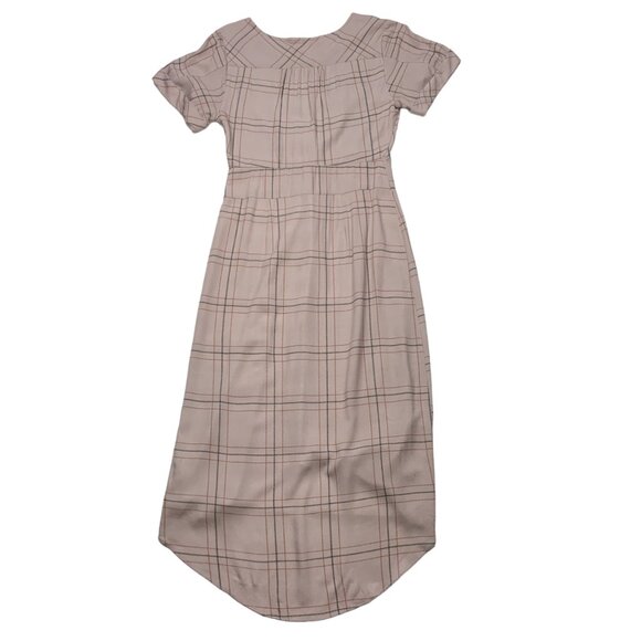 Free People Bon Bon Plaid Grid Printed Twist Dress XS Lilac Short Sleeve Midi - Picture 11 of 12
